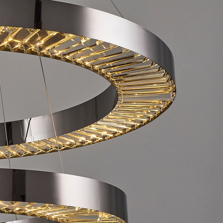 LED luster na sajli JESI LED/140W/230V 3000K Ø 100 cm srebrni