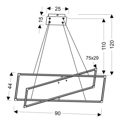 LED luster na sajli KSEROS LED/45W/230V