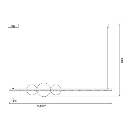 LED Luster na sajli KUGEL LED/30W/230V crna