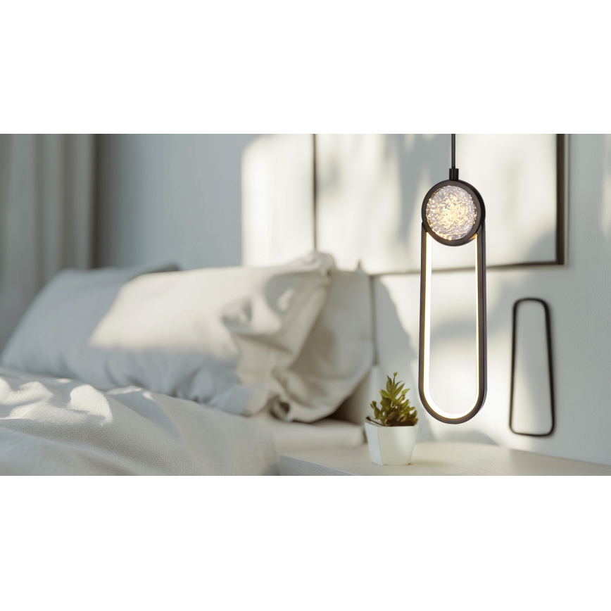 LED Luster na sajli LACRIMA LED/15W/230V 3000K crna