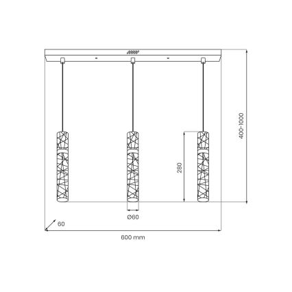 LED luster na sajli LAGOS LED/24W/230V zlatni
