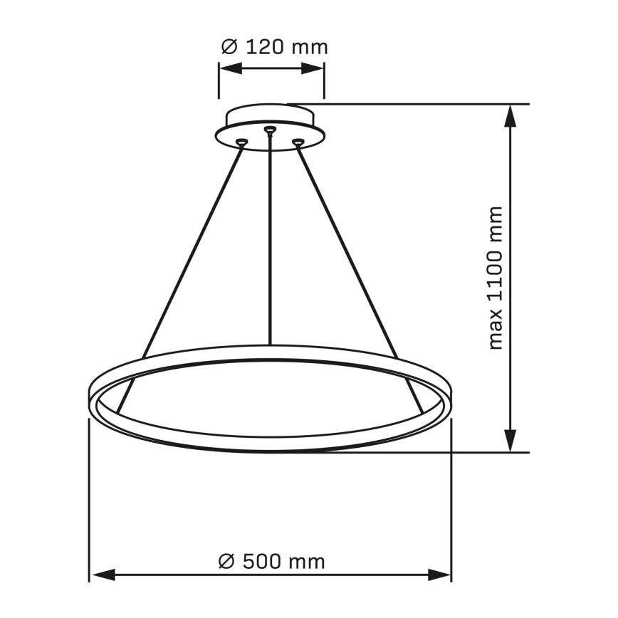 LED Luster na sajli LEA LED/20W/230V 4000K pr. 50 cm crna