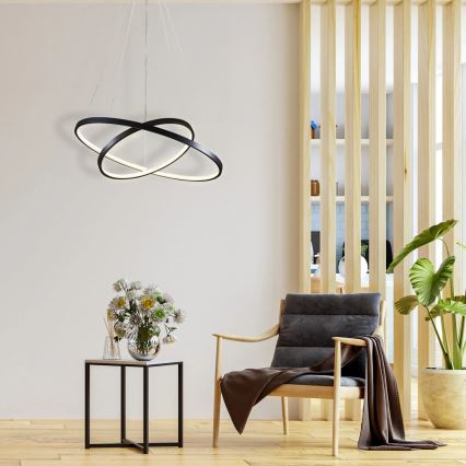 LED Luster na sajli LEA LED/35W/230V 4000K pr. 60 cm crna
