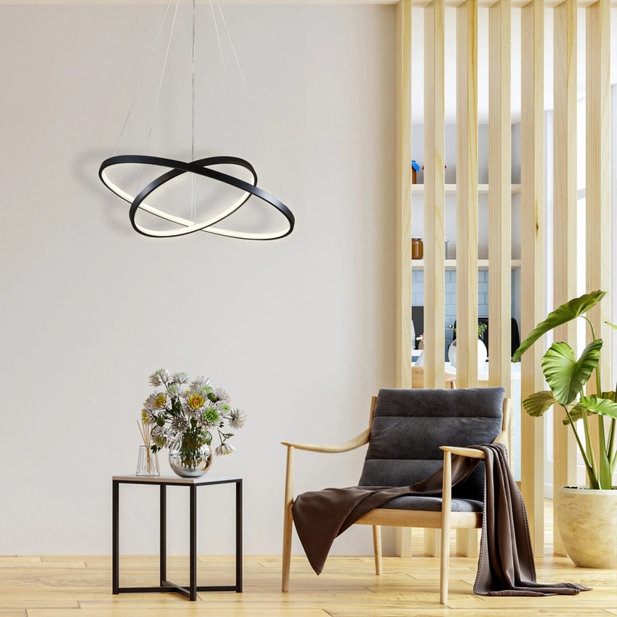 LED Luster na sajli LEA LED/35W/230V 4000K pr. 60 cm crna