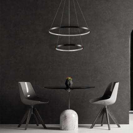 LED Luster na sajli LEA LED/35W/230V 4000K pr. 60 cm crna