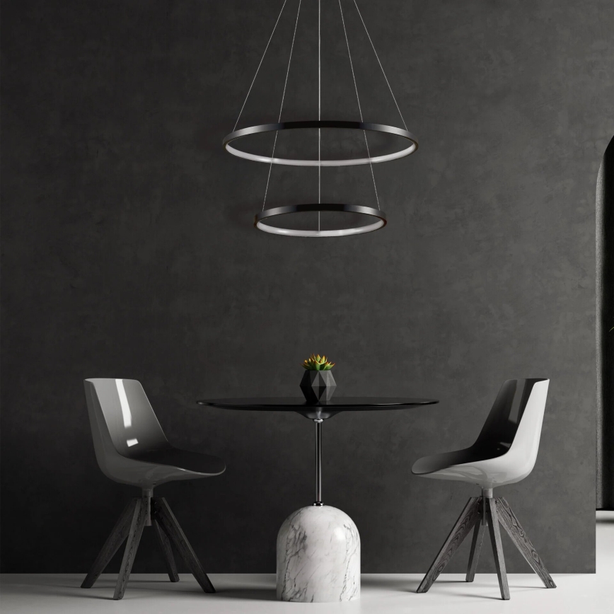 LED Luster na sajli LEA LED/35W/230V 4000K pr. 60 cm crna
