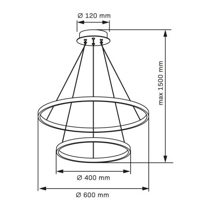 LED Luster na sajli LEA LED/35W/230V 4000K pr. 60 cm crna