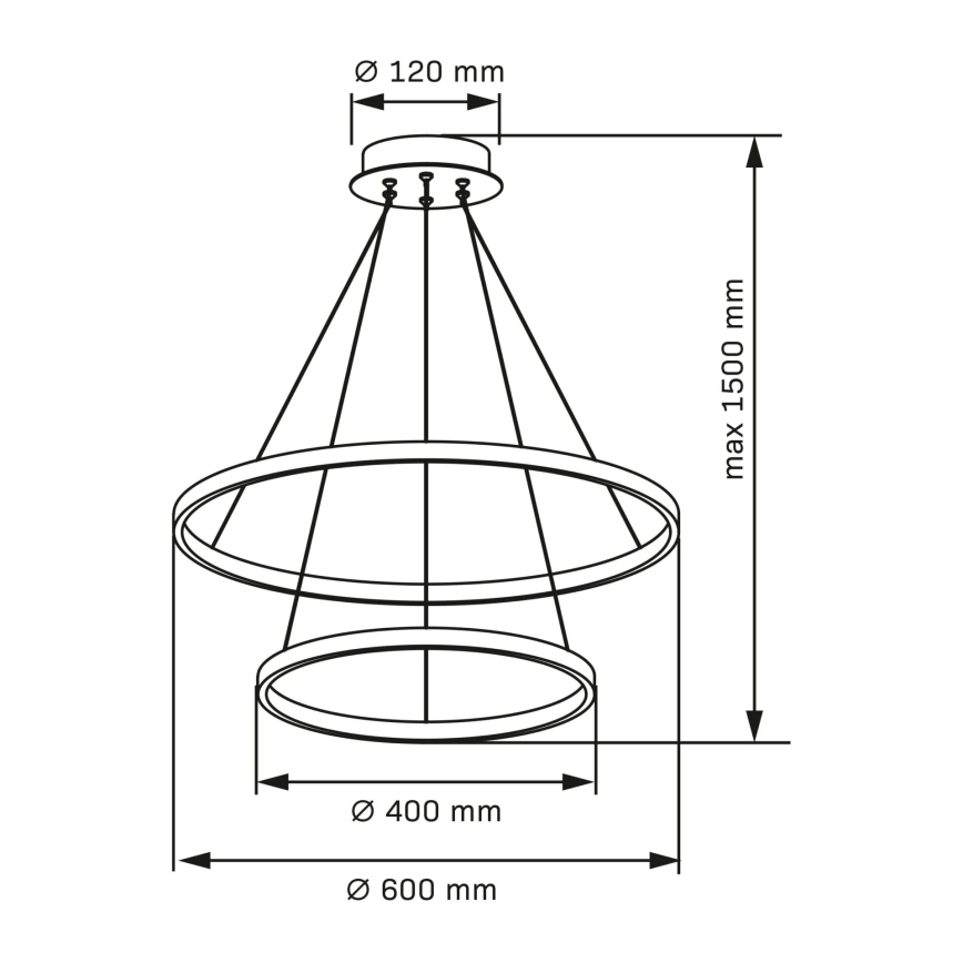 LED Luster na sajli LEA LED/35W/230V 4000K pr. 60 cm crna