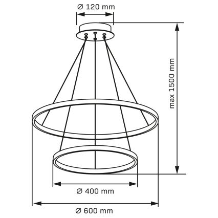 LED Luster na sajli LEA LED/35W/230V 4000K pr. 60 cm mat krom