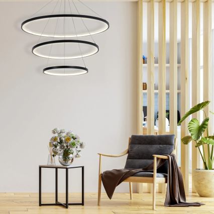 LED Luster na sajli LEA LED/60W/230V 4000K pr. 80 cm crna
