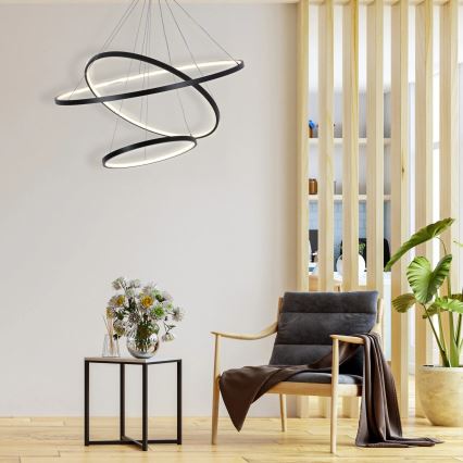 LED Luster na sajli LEA LED/60W/230V 4000K pr. 80 cm crna