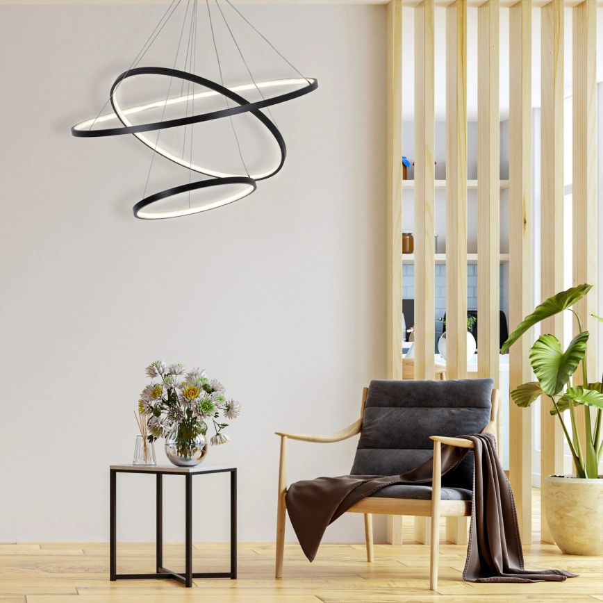 LED Luster na sajli LEA LED/60W/230V 4000K pr. 80 cm crna