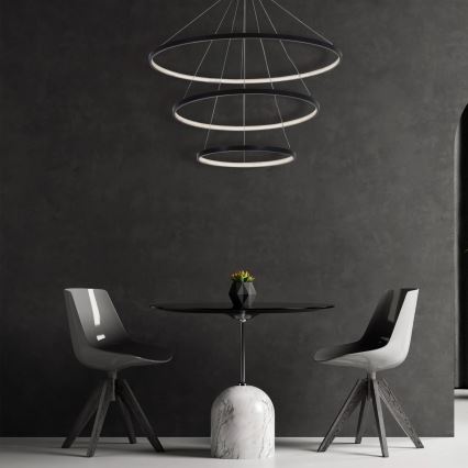 LED Luster na sajli LEA LED/60W/230V 4000K pr. 80 cm crna