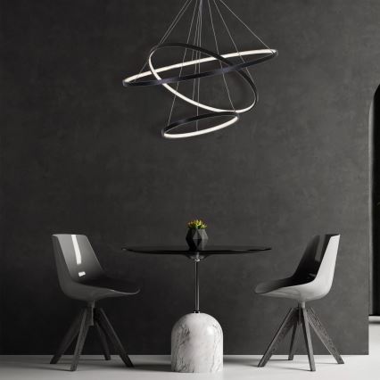 LED Luster na sajli LEA LED/60W/230V 4000K pr. 80 cm crna