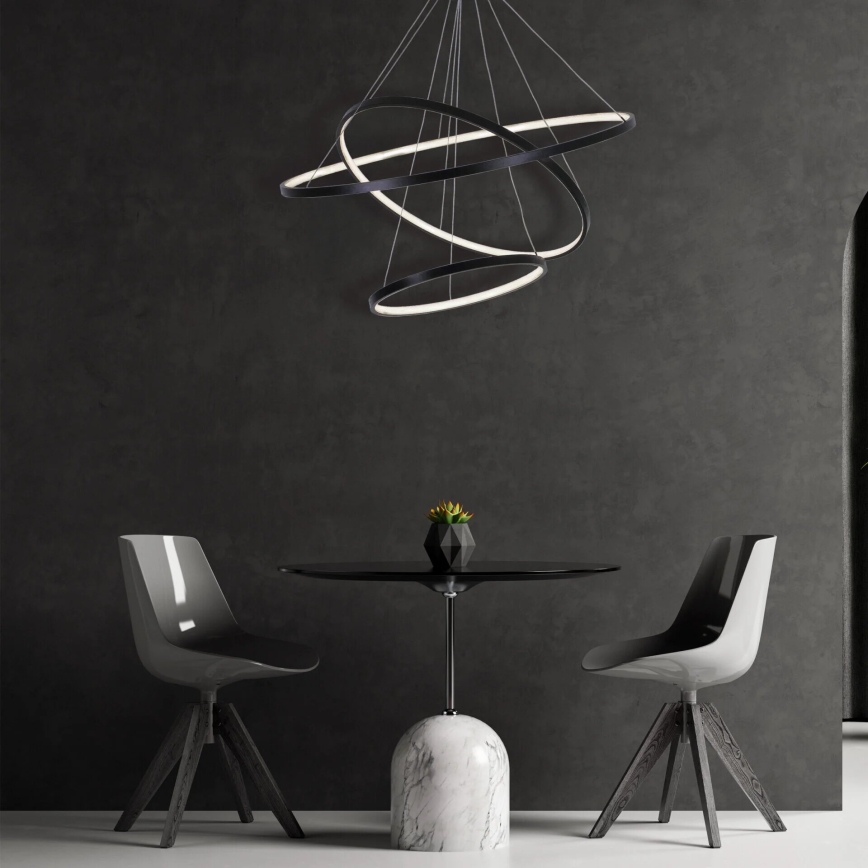 LED Luster na sajli LEA LED/60W/230V 4000K pr. 80 cm crna