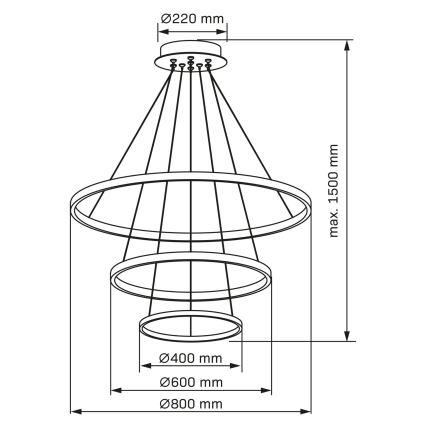 LED Luster na sajli LEA LED/60W/230V 4000K pr. 80 cm crna
