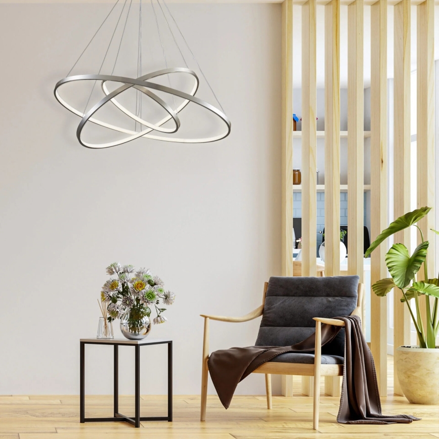 LED Luster na sajli LEA LED/60W/230V 4000K pr. 80 cm mat krom