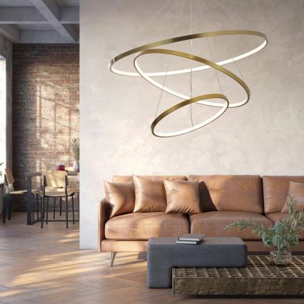 LED Luster na sajli LEA LED/60W/230V 4000K pr. 80 cm zlatna
