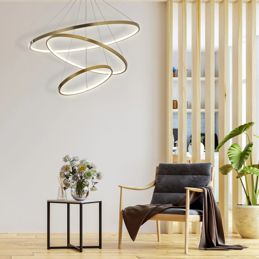 LED Luster na sajli LEA LED/60W/230V 4000K pr. 80 cm zlatna