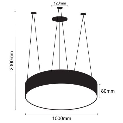 LED Luster na sajli LED/100W/230V 4000K pr. 100 cm