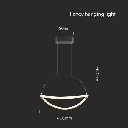 LED Luster na sajli LED/12W/230V 3000K pr. 40 cm
