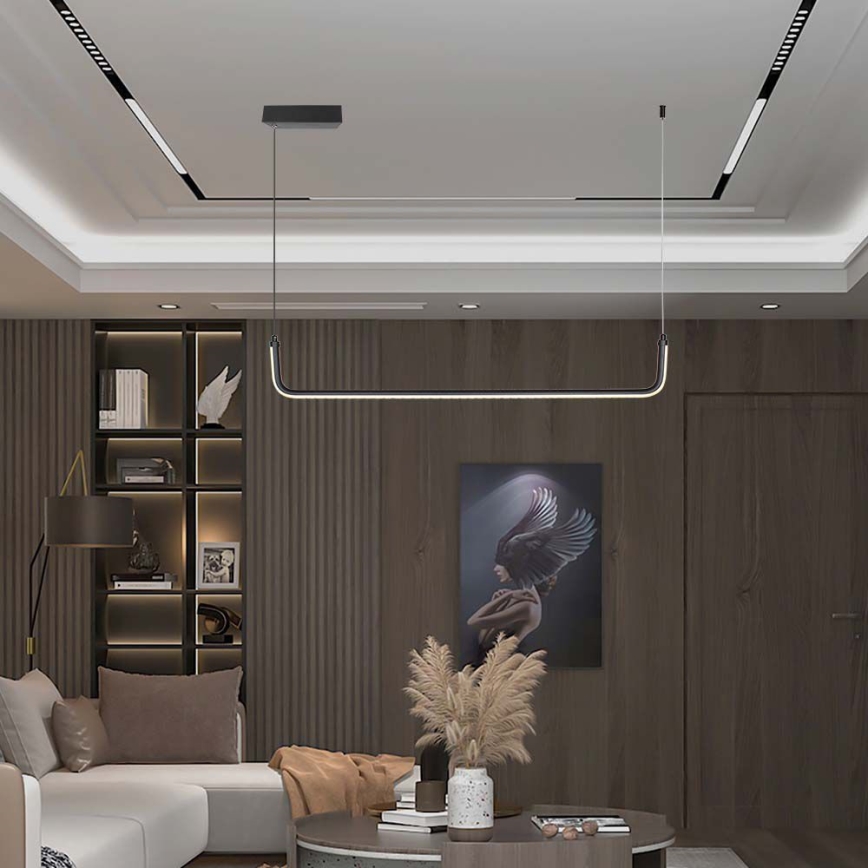 LED Luster na sajli LED/12W/230V 4000K 90 cm crna