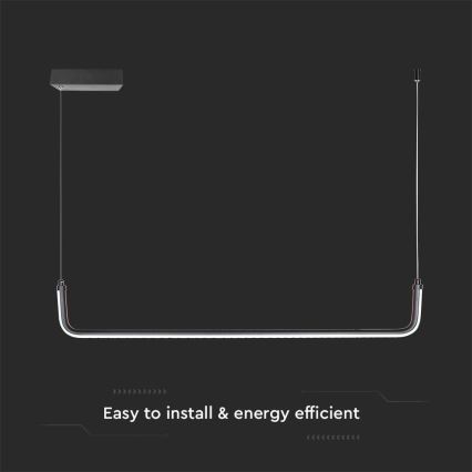 LED Luster na sajli LED/12W/230V 4000K 90 cm crna