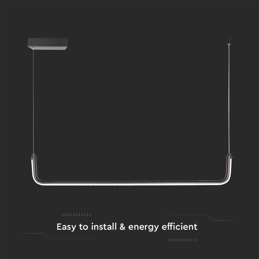 LED Luster na sajli LED/12W/230V 4000K 90 cm crna