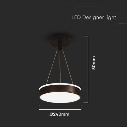 LED Luster na sajli LED/12W/230V 4000K crna