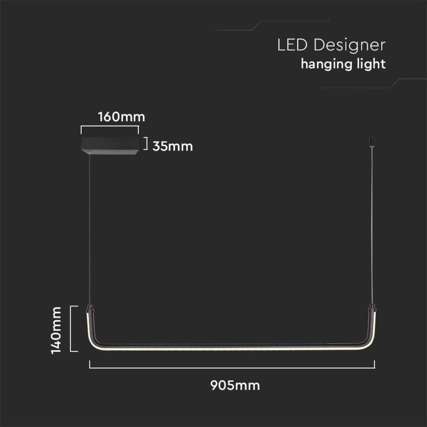 LED Luster na sajli LED/12W/230V 4000K crna