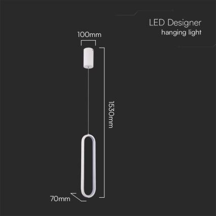 LED Luster na sajli LED/13W/230V 3000K bijela