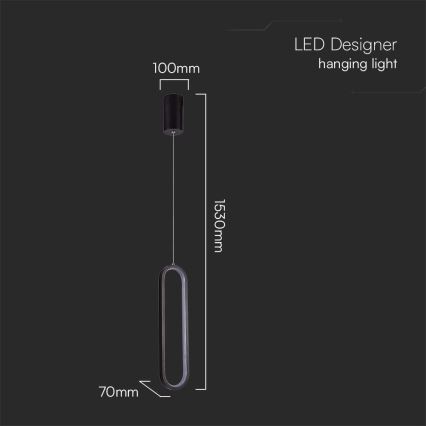 LED Luster na sajli LED/13W/230V 3000K crna