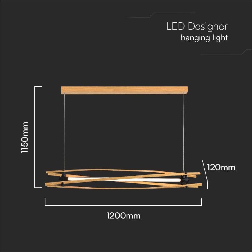 LED Luster na sajli LED/15W/230V 3000K smeđa