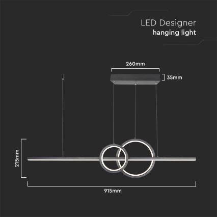 LED Luster na sajli LED/15W/230V 4000K crna