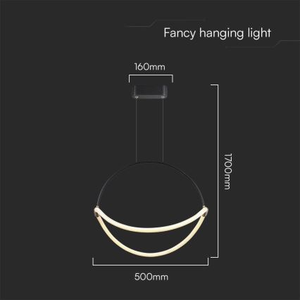 LED Luster na sajli LED/16W/230V 3000K pr. 50 cm
