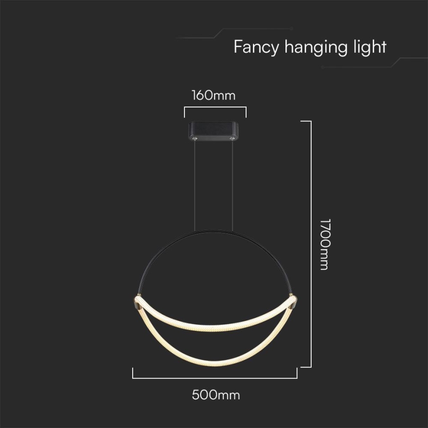 LED Luster na sajli LED/16W/230V 3000K pr. 50 cm