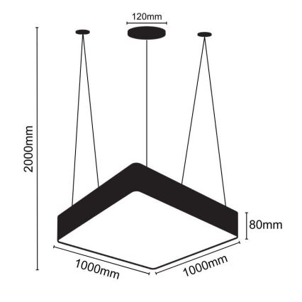 LED Luster na sajli LED/170W/230V 4000K 100x100 cm