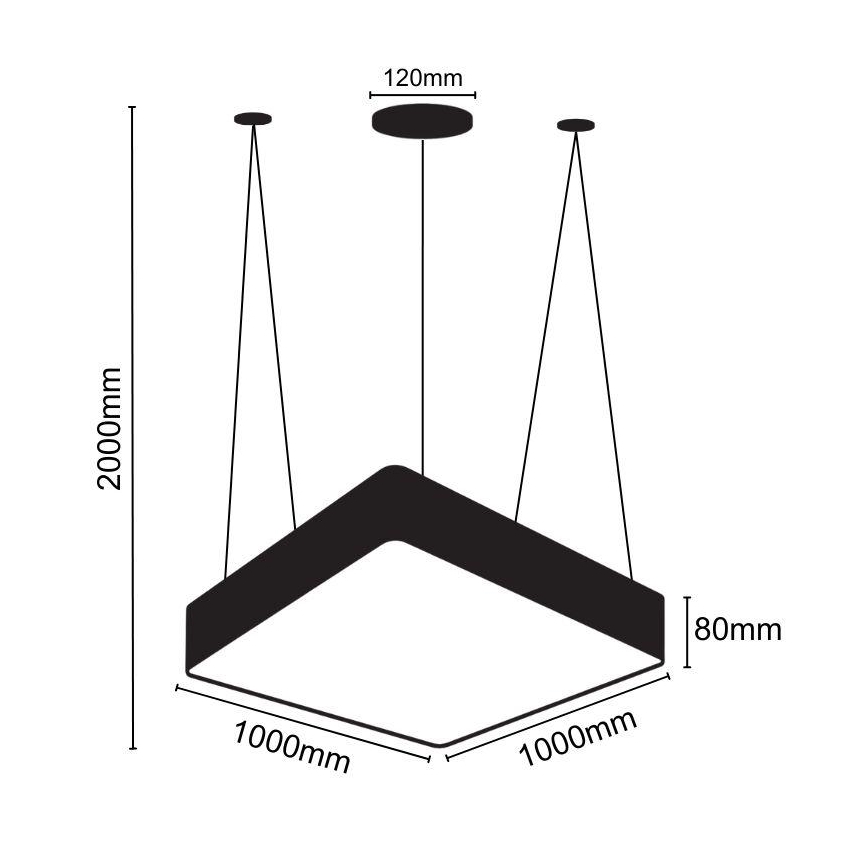 LED Luster na sajli LED/170W/230V 4000K 100x100 cm