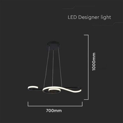 LED Luster na sajli LED/18W/230V 3000K crna