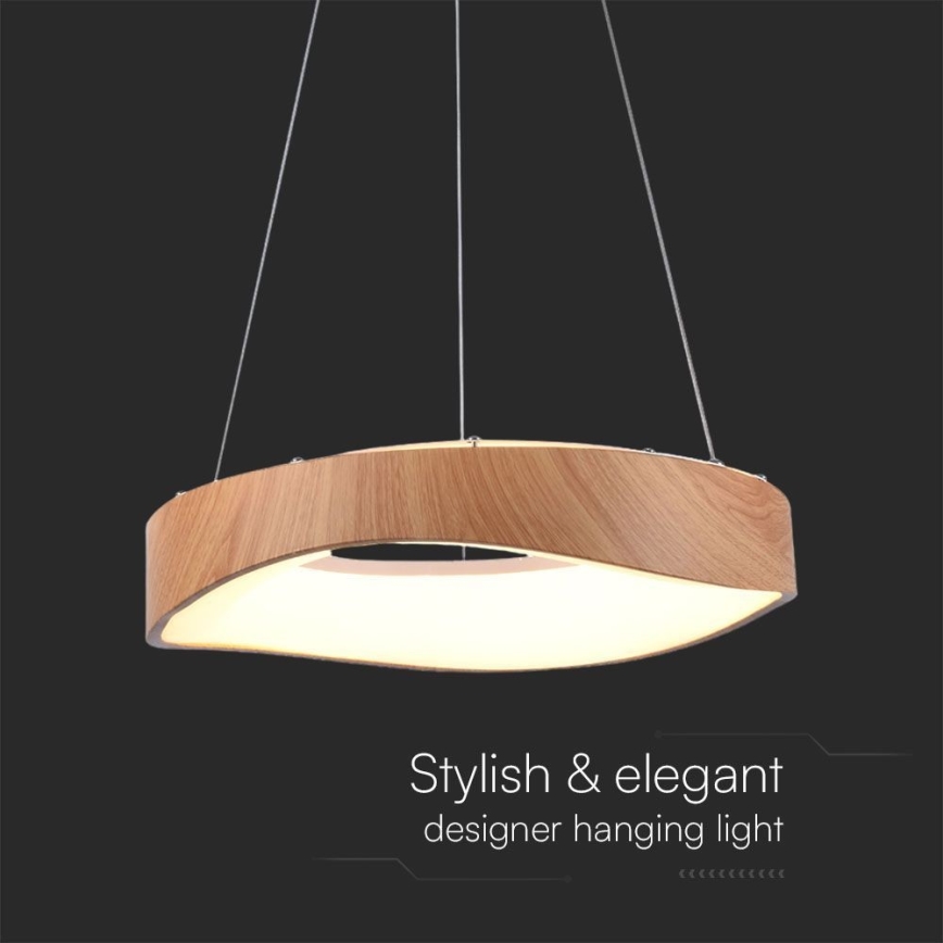LED Luster na sajli LED/18W/230V 3000K ø 40 cm smeđa
