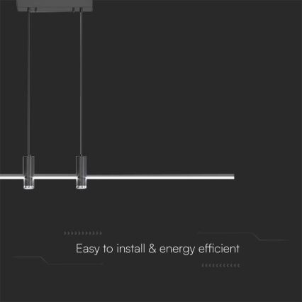 LED Luster na sajli LED/19W/230V 4000K crna