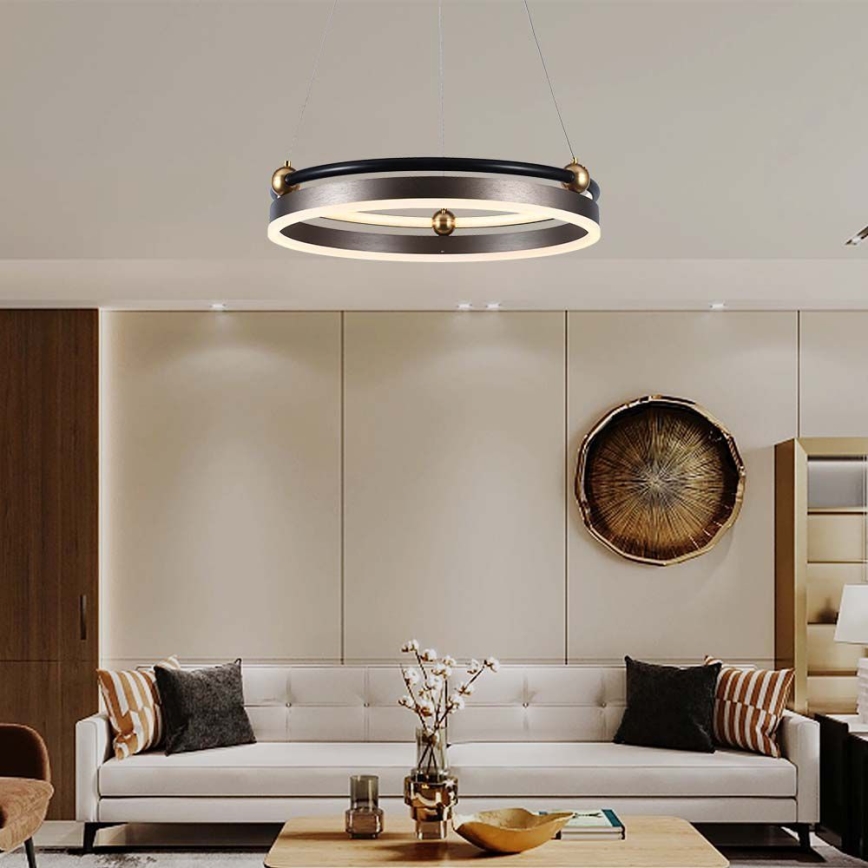 LED Luster na sajli LED/20W/230V 3000K pr. 42 cm smeđa