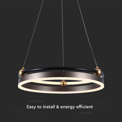 LED Luster na sajli LED/20W/230V 3000K pr. 42 cm smeđa
