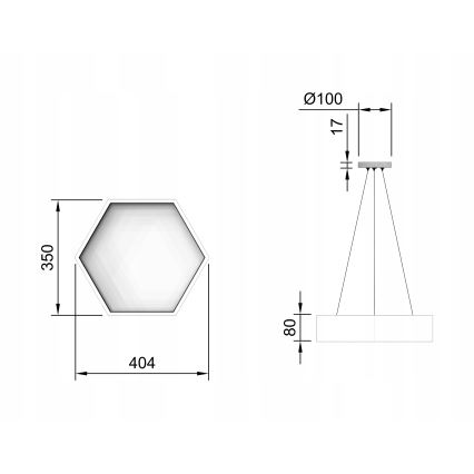 LED luster na sajli LED/20W/230V crni