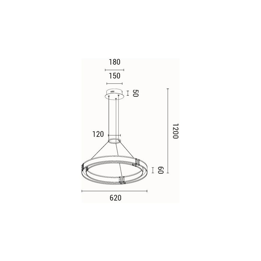 LED Luster na sajli LED/21W/230V 3000K 42x120 cm