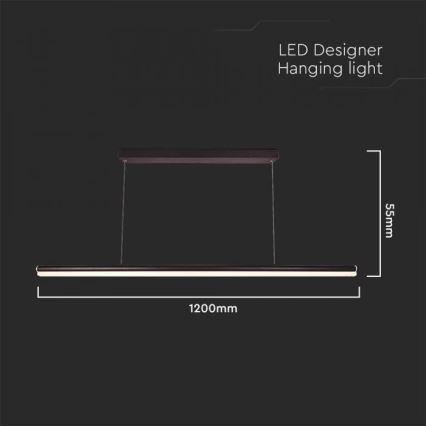 LED Luster na sajli LED/23W/230V 4000K 120 cm crna