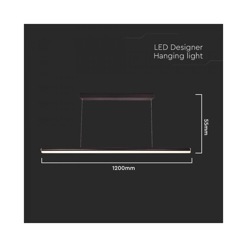LED Luster na sajli LED/23W/230V 4000K 120 cm crna