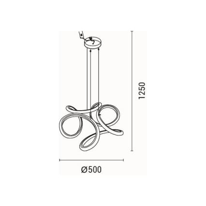 LED Luster na sajli LED/24W/230V 3000K 50x120 cm