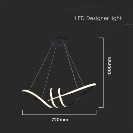 LED Luster na sajli LED/24W/230V 3000K crna