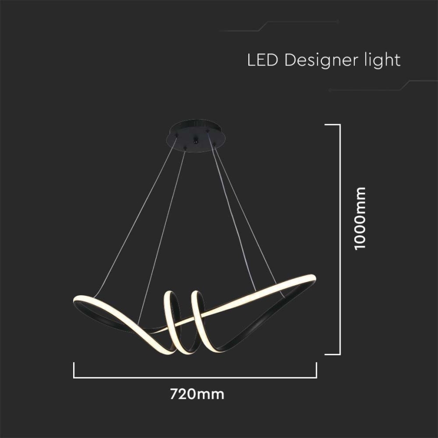 LED Luster na sajli LED/24W/230V 3000K crna